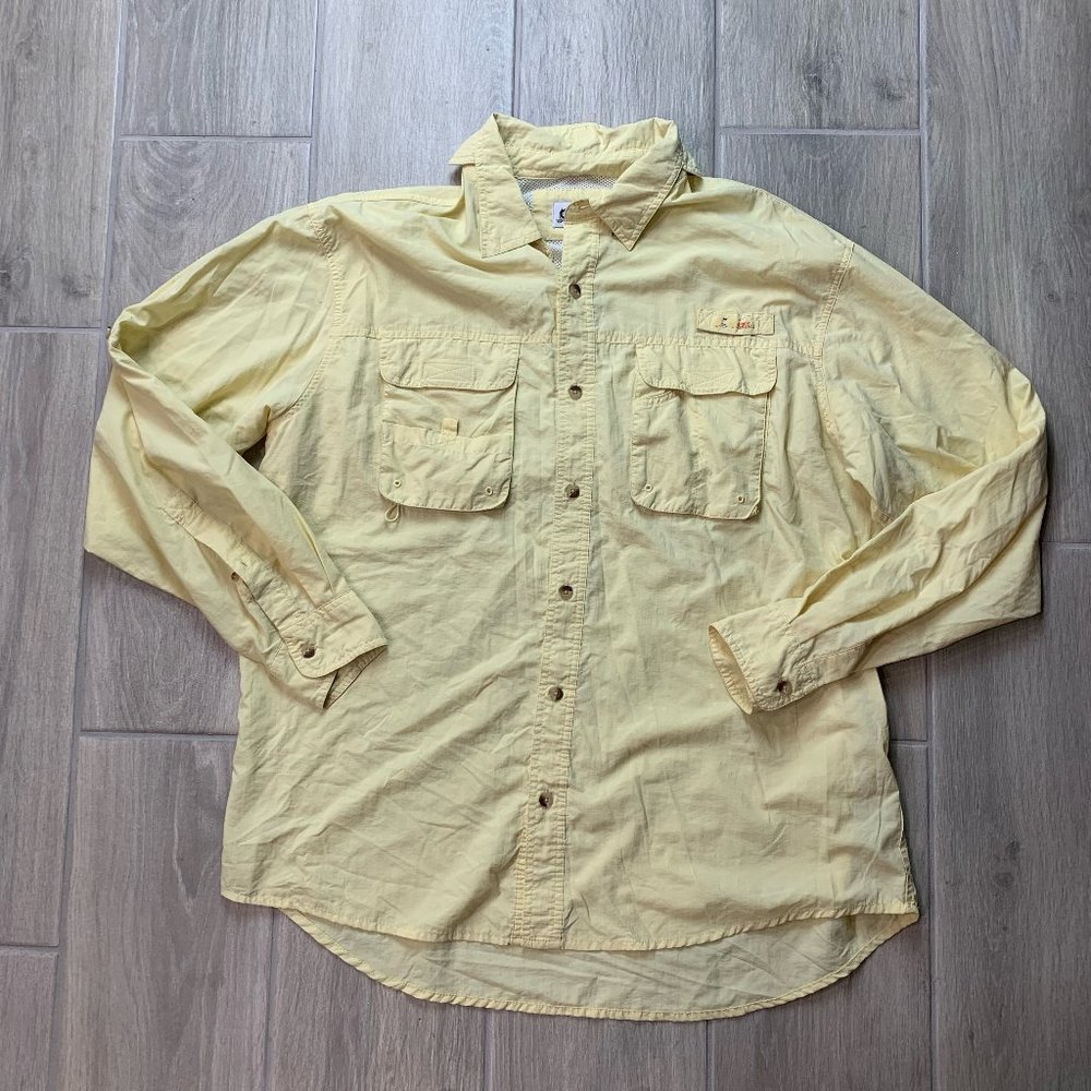 World Wide Sportsman Vented FISHING Shirt Mens XL Yellow Long Sleeve